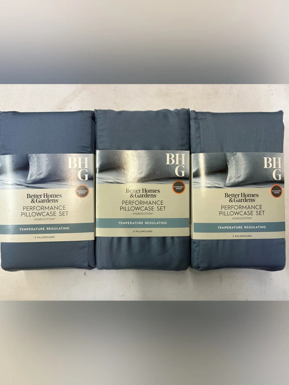 3 Packs Better Homes & Gardens 2PC 100% Cotton Pillowcases Blue Queen/King 400TC